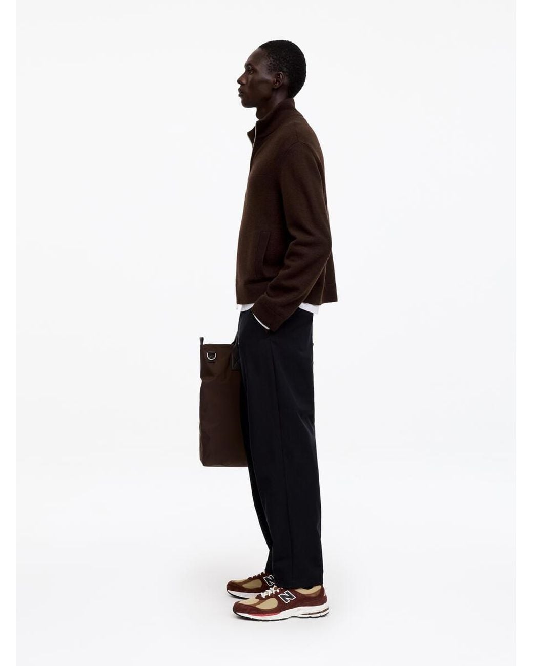 ARKET Brown Wool Zip Cardigan for men