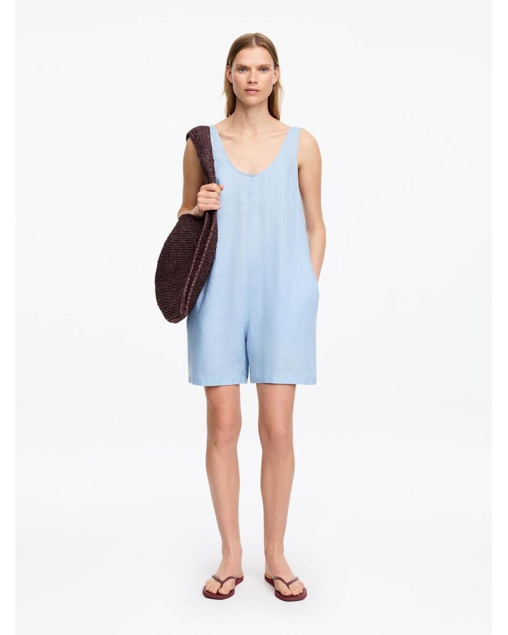 ARKET Blue Short Linen Jumpsuit