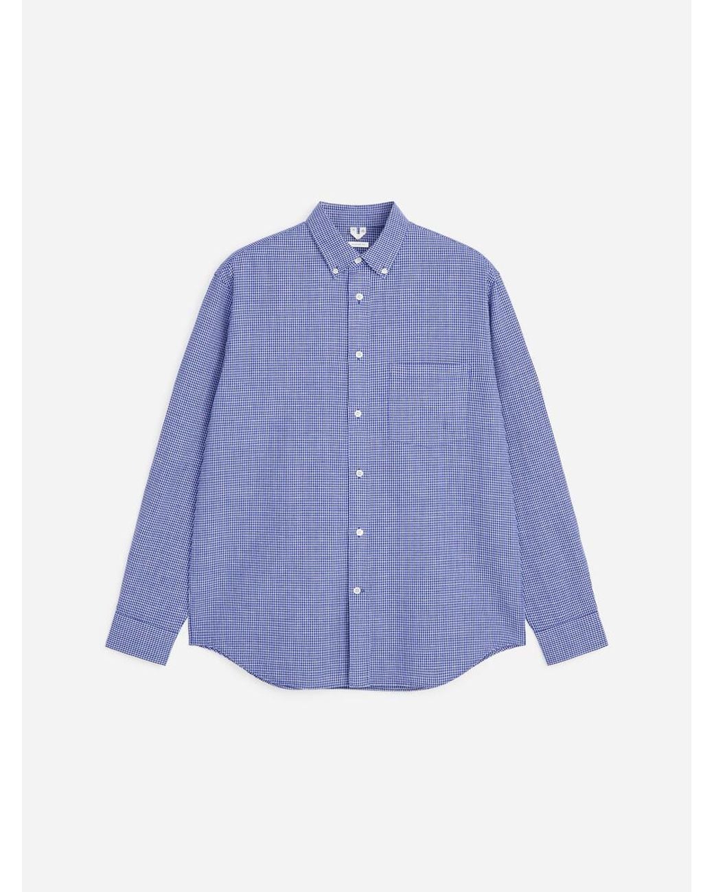 ARKET Blue Relaxed Cotton Linen Shirt for men