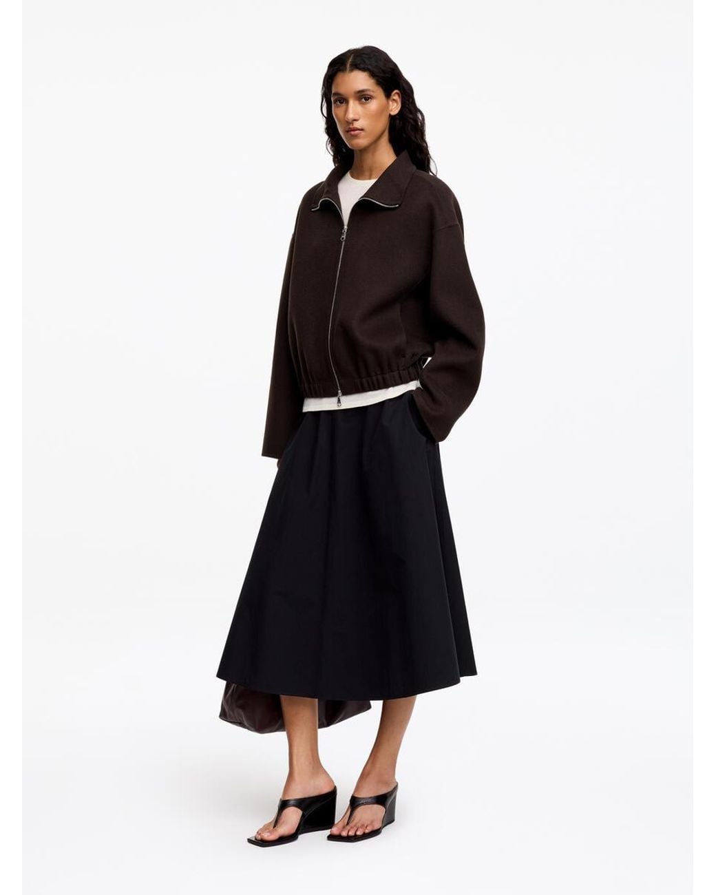 ARKET Black Wool-Blend Doublé Overshirt