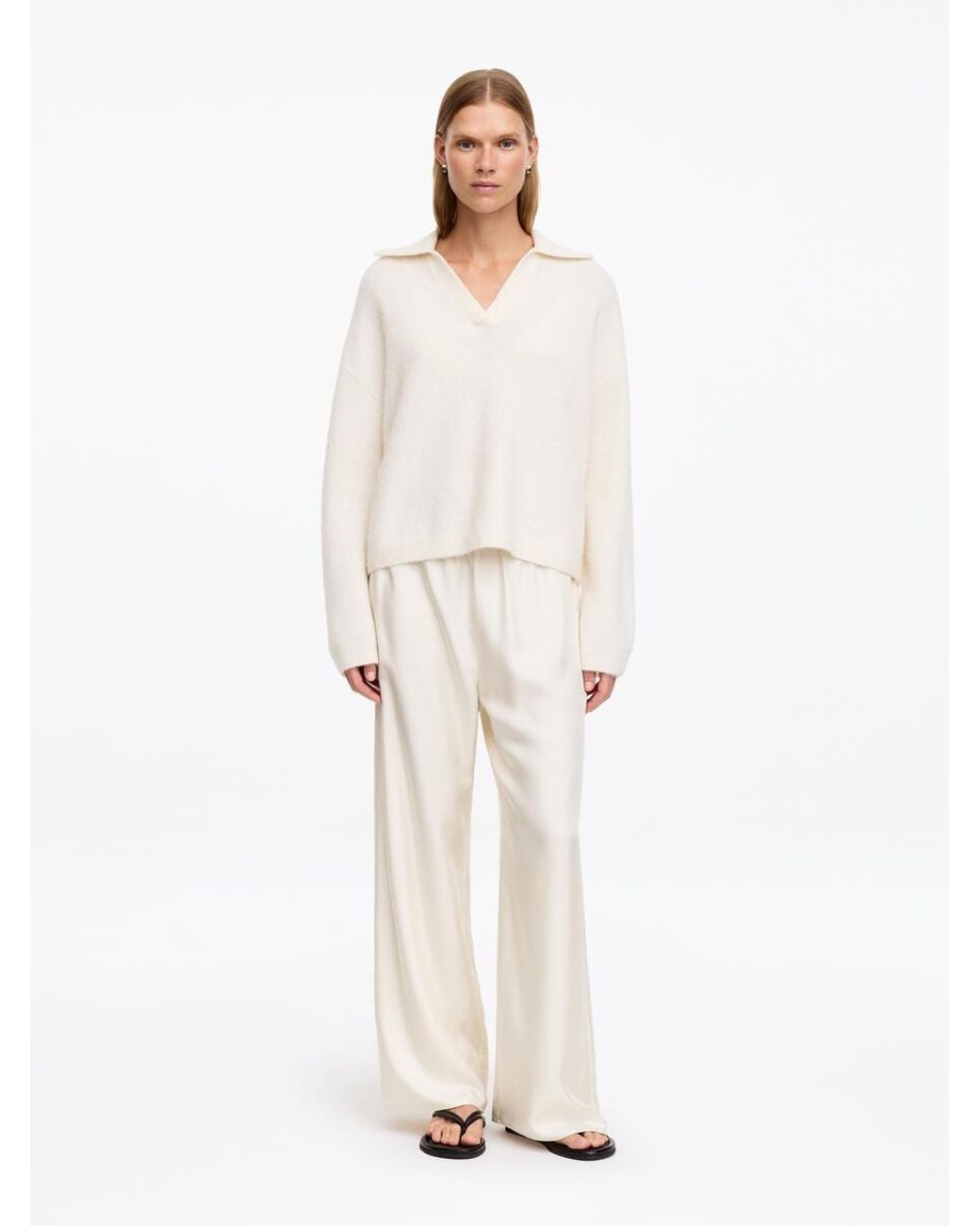 ARKET White Silk Twill Trousers