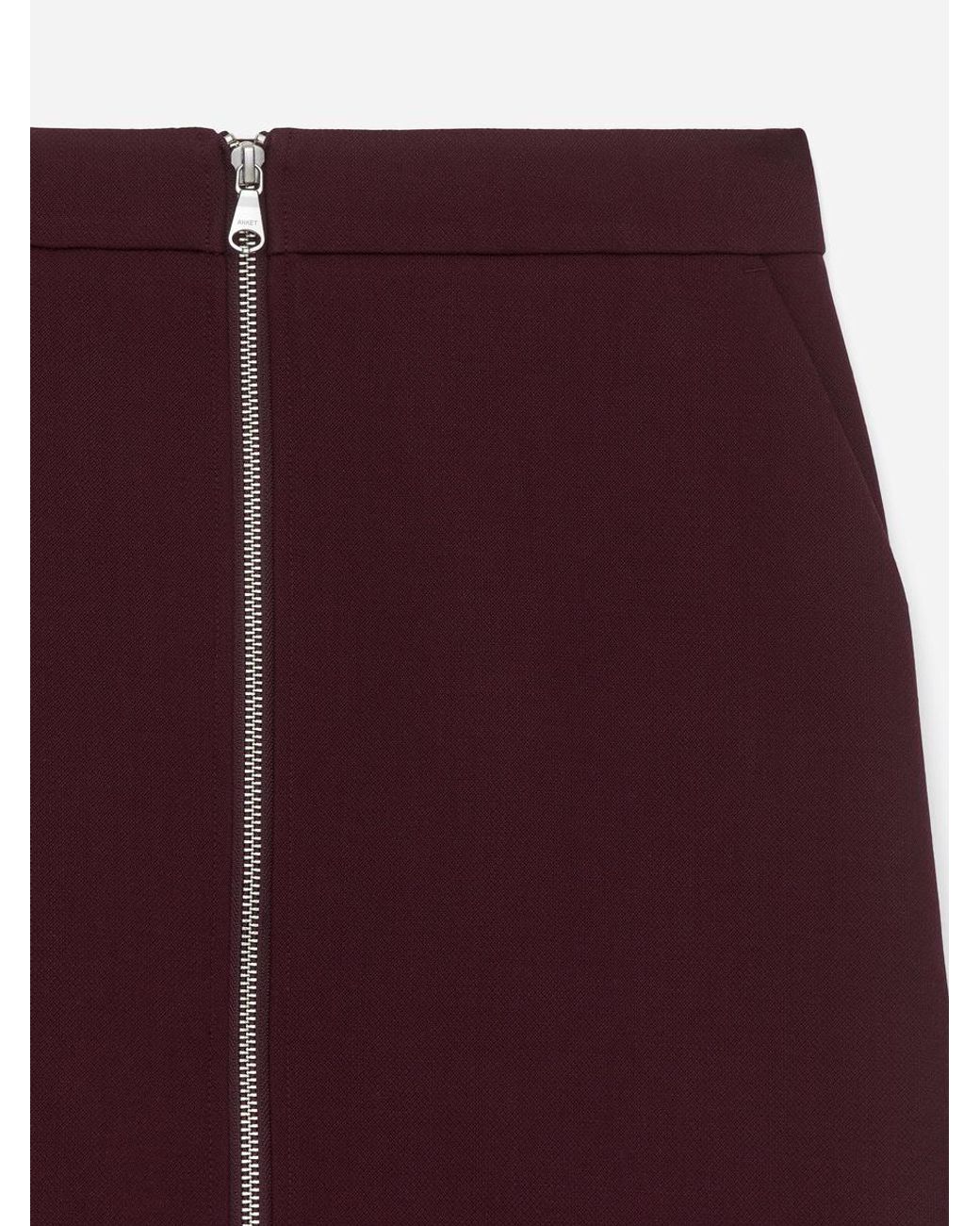 ARKET Red Wool-Blend Zip Skirt