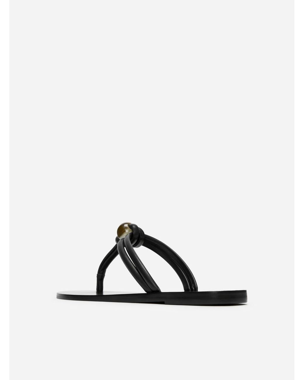 ARKET Brown Beaded Leather Flip Flops