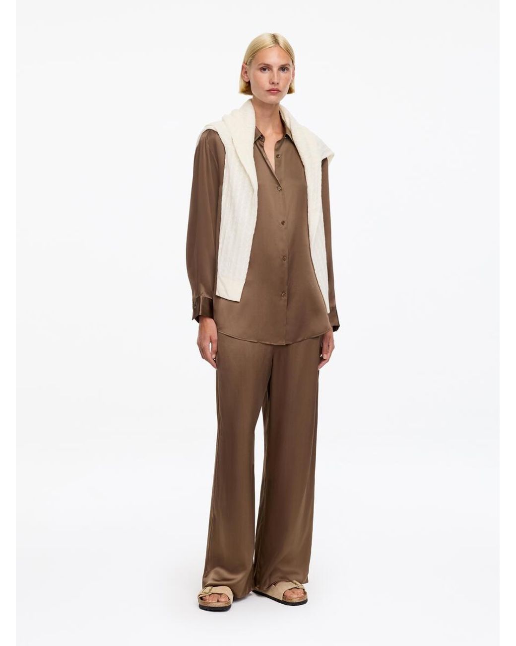 ARKET Brown Silk Satin Trousers