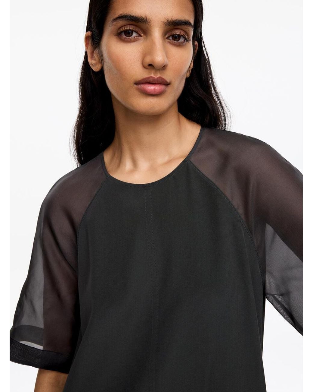 ARKET Black Silk T-Shirt Dress