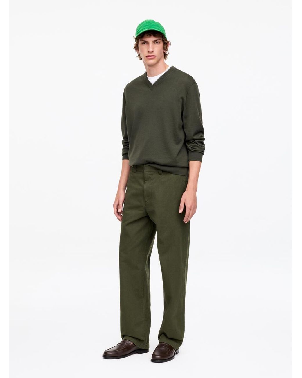 ARKET Green Wide-Fit Workwear Chinos for men