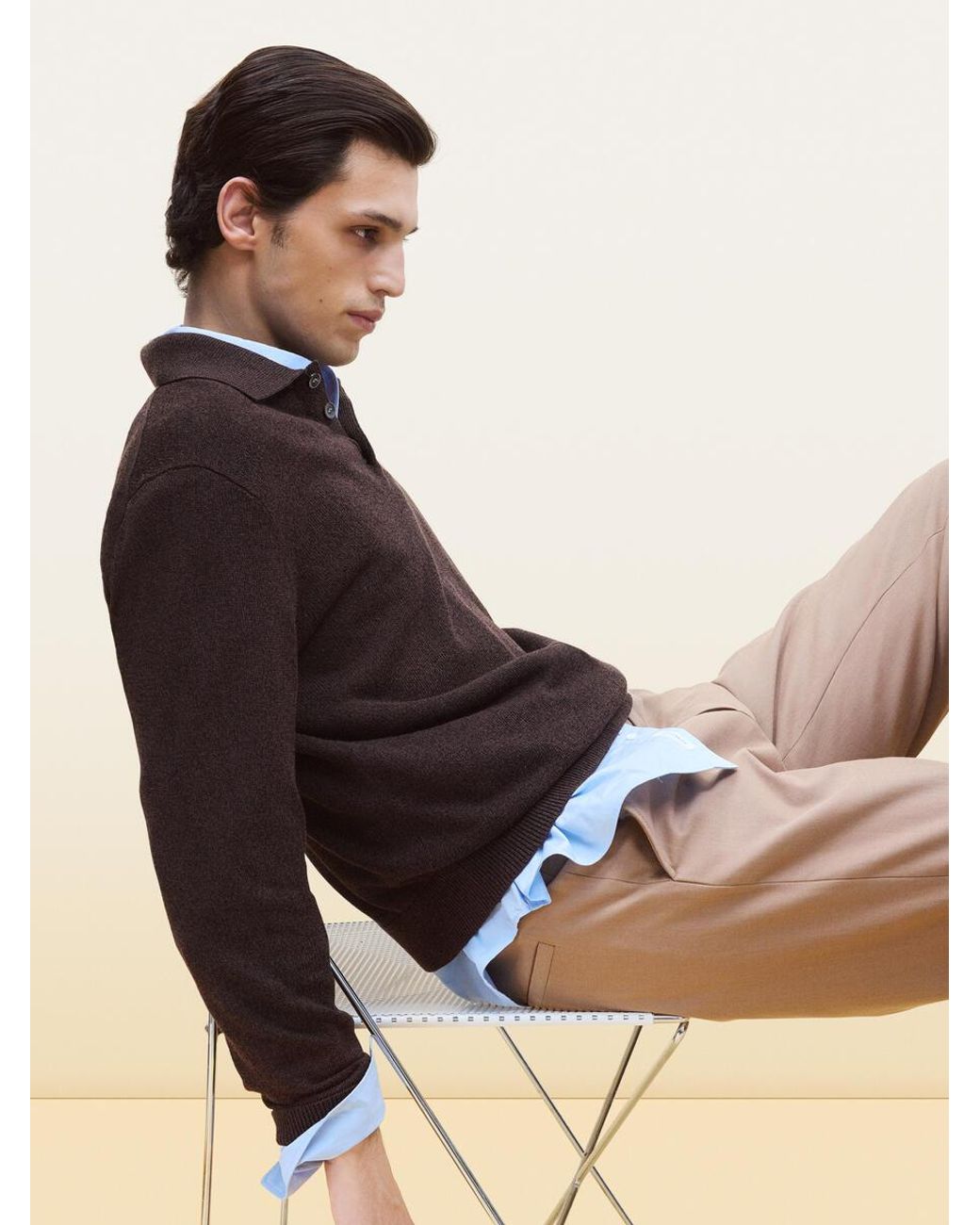 ARKET Brown Linen Blend Polo Shirt for men