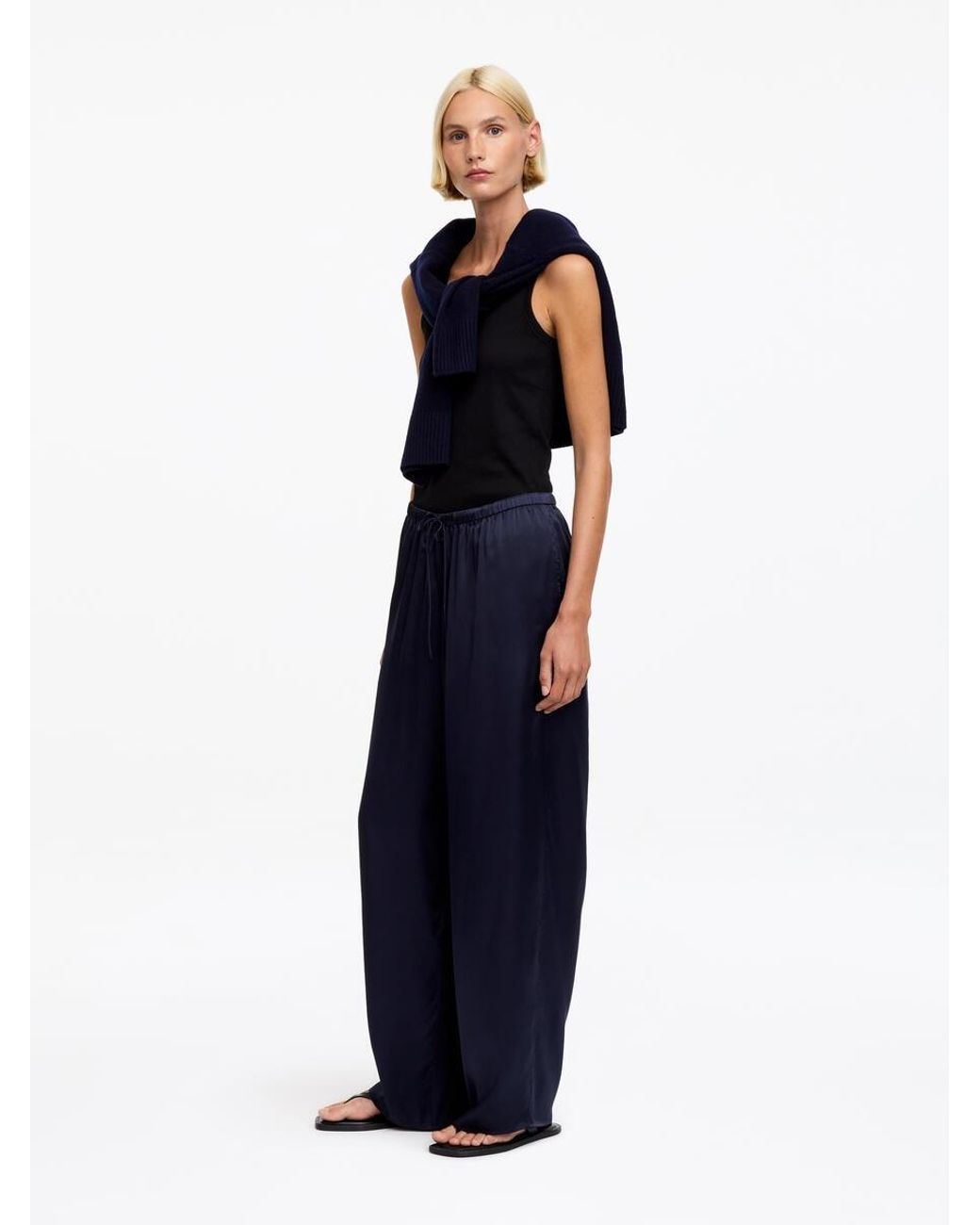 ARKET Blue Silk Satin Trousers