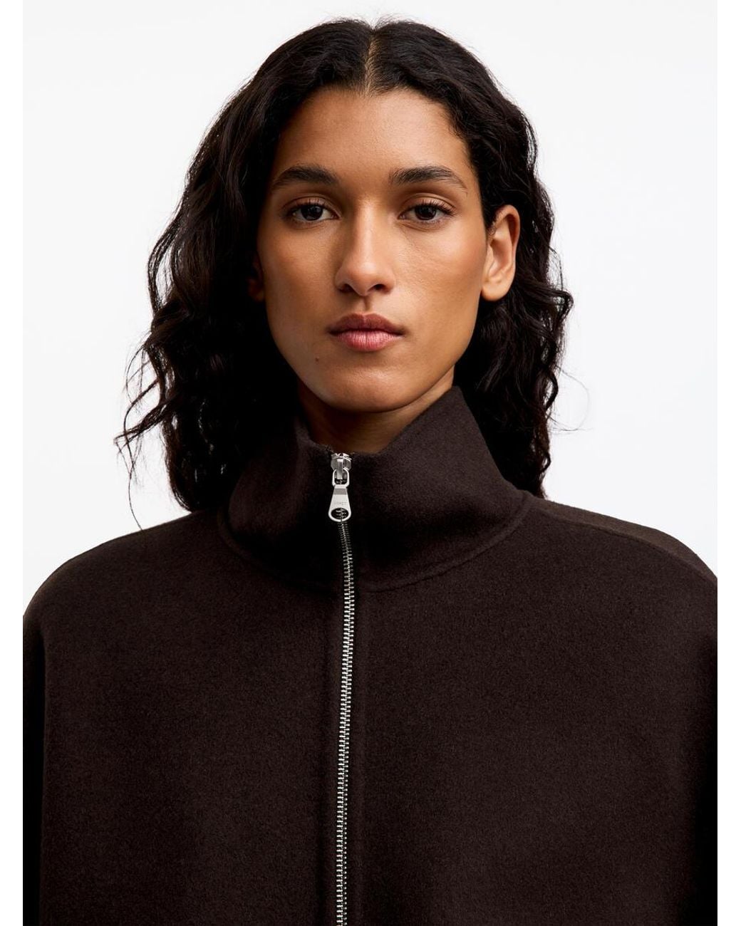 ARKET Black Wool-Blend Doublé Overshirt