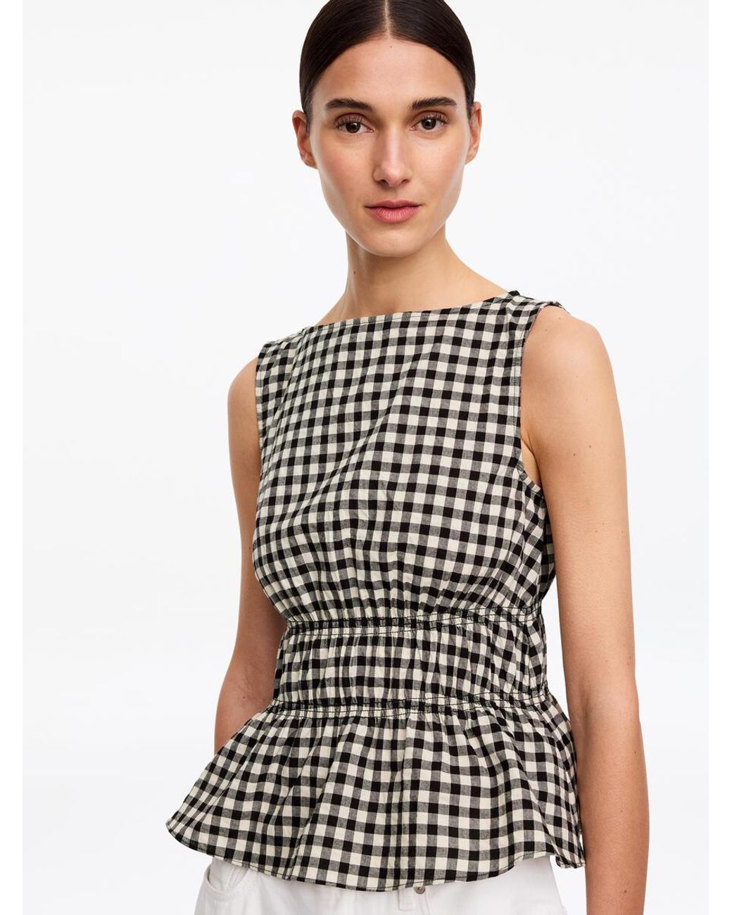 ARKET White Seersucker Smock Top