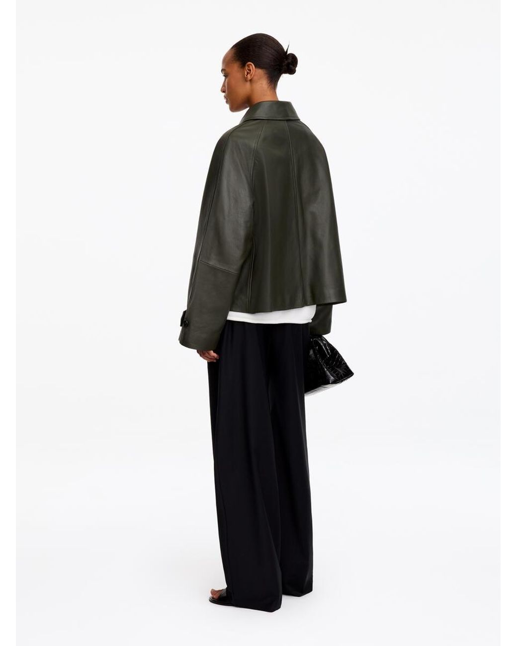 ARKET Black A-Line Leather Jacket