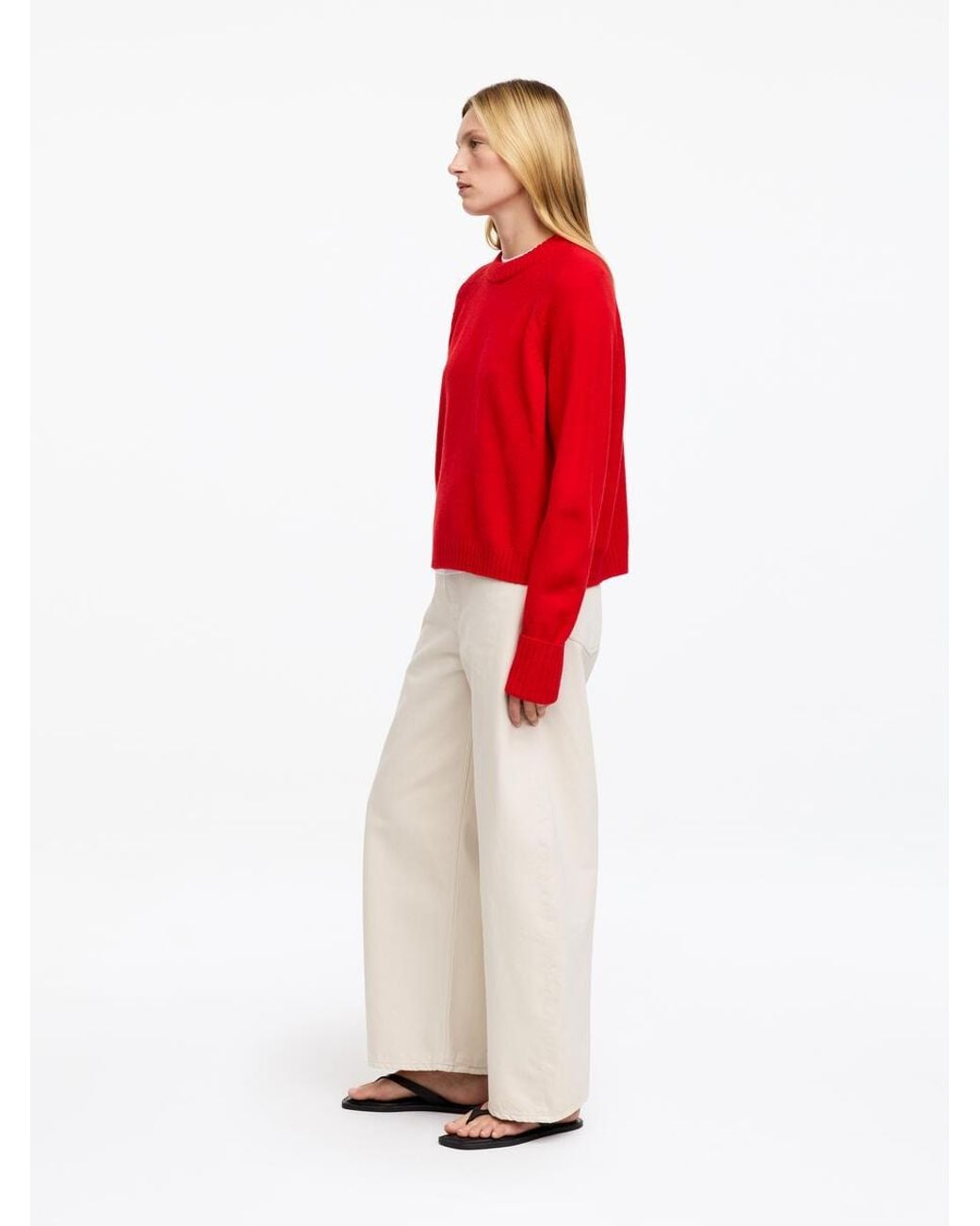 ARKET Red Folded Sleeve Wool Jumper