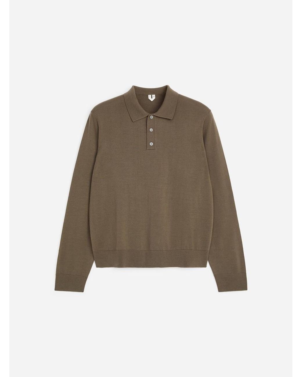 ARKET Brown Merino Polo Jumper for men