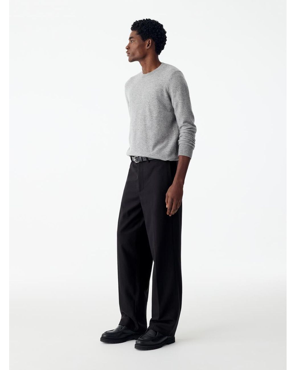 ARKET Gray Wide Flannel Trousers for men