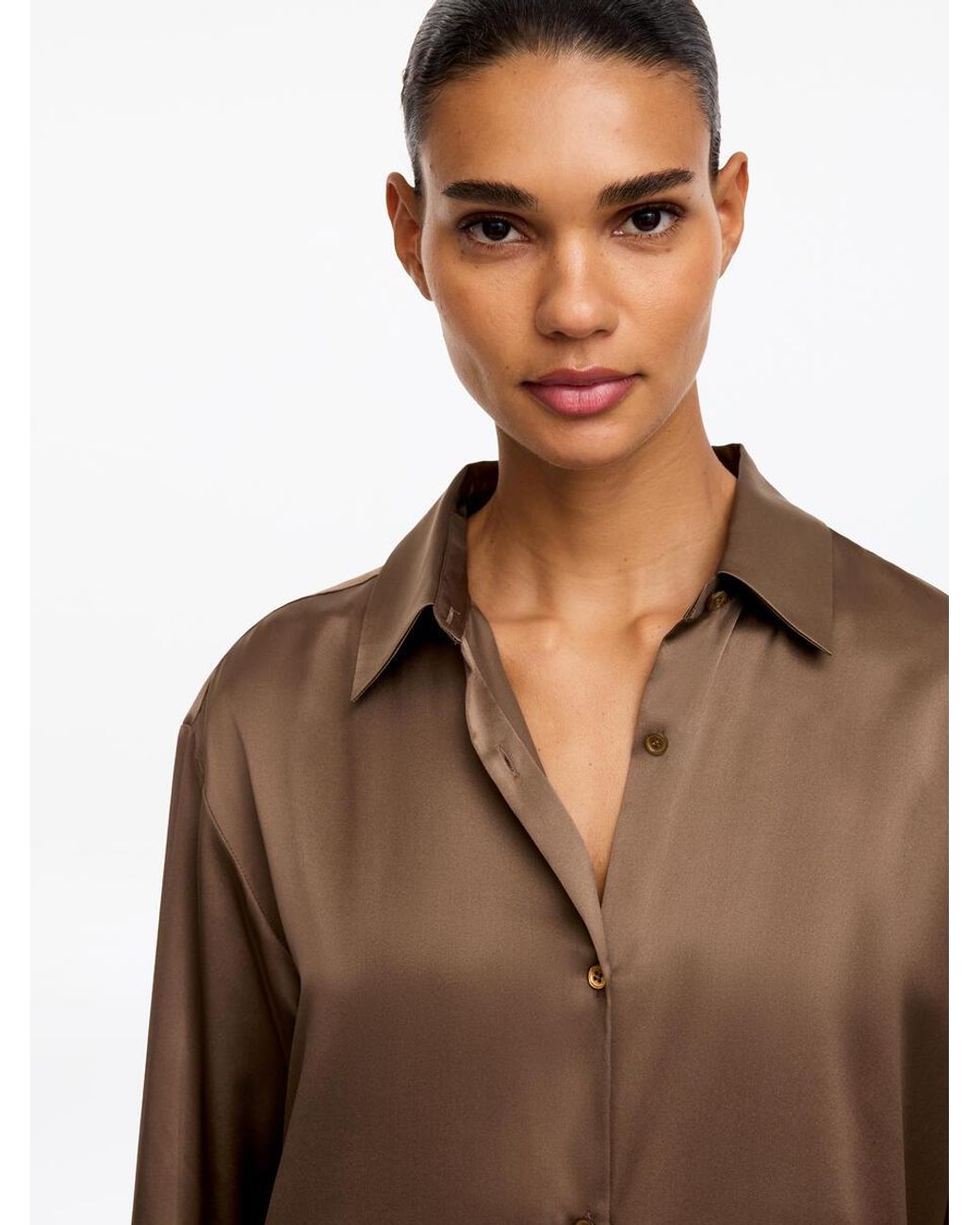 ARKET Brown Silk Satin Shirt