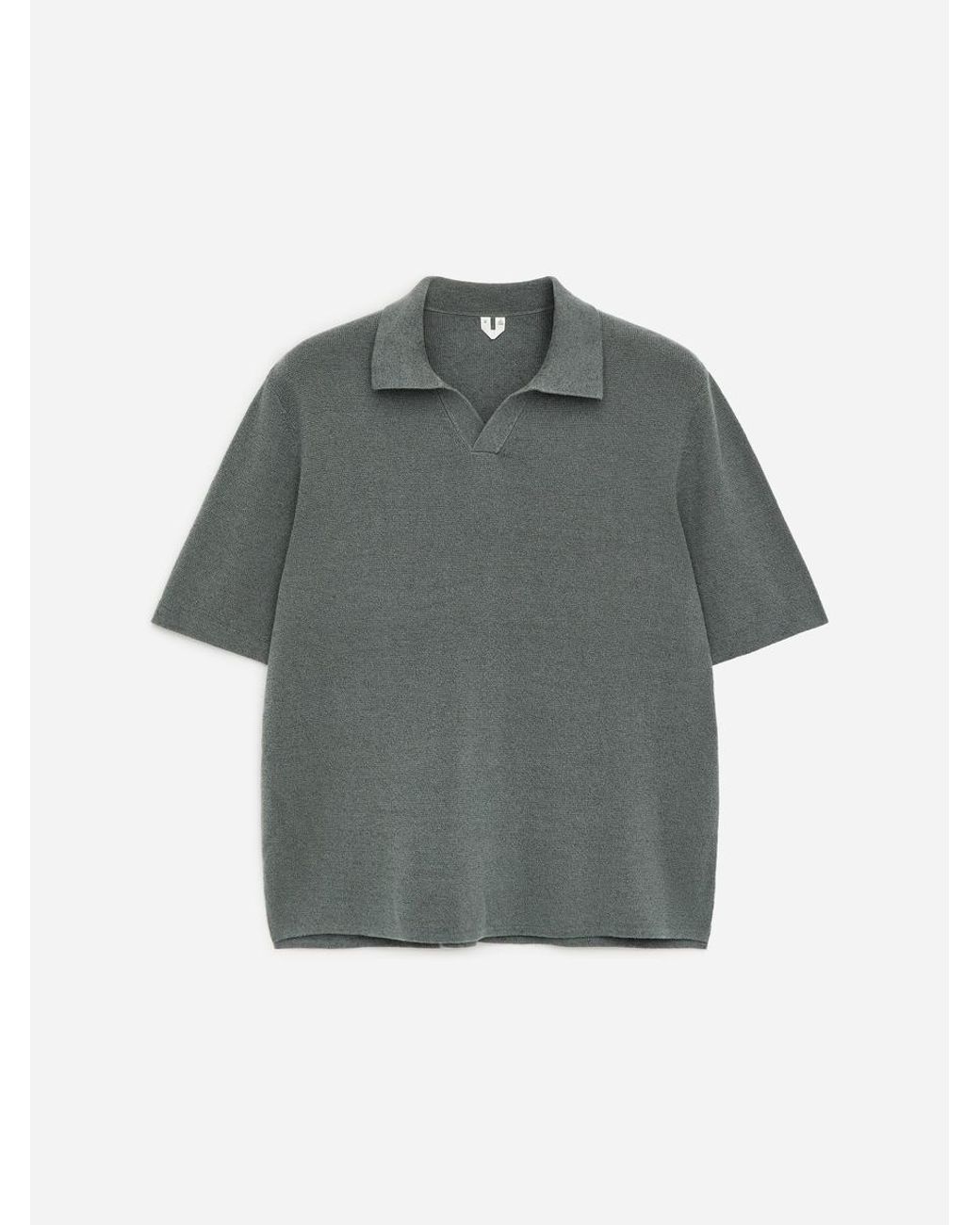 ARKET Gray Cotton Linen Polo Shirt for men