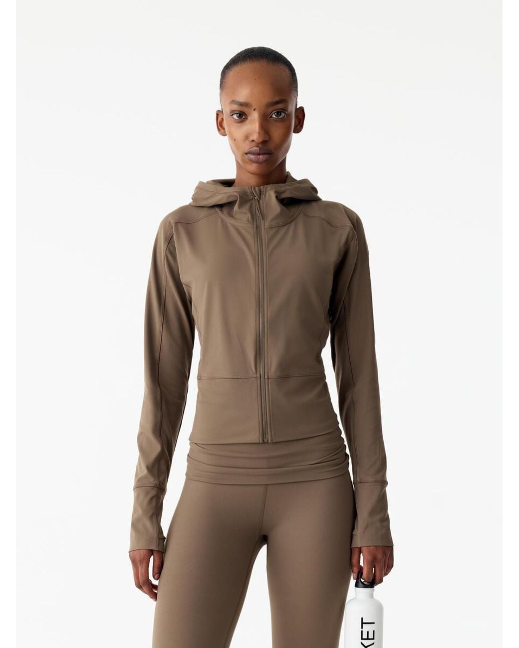 ARKET Brown Active Zip Jacket Hoodie