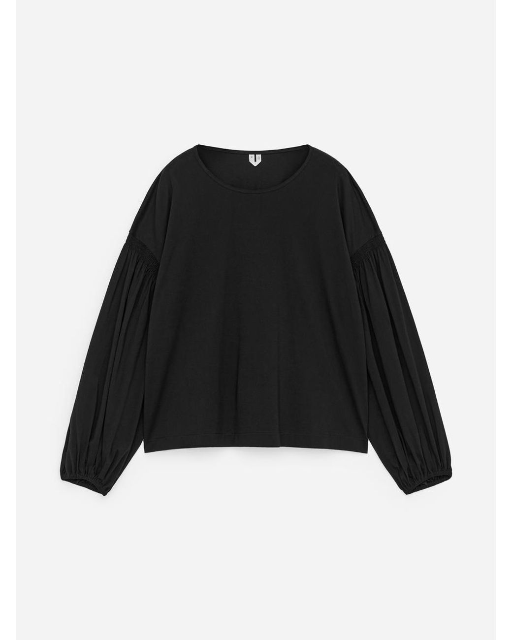 ARKET Black Balloon-Sleeve Cotton Blouse