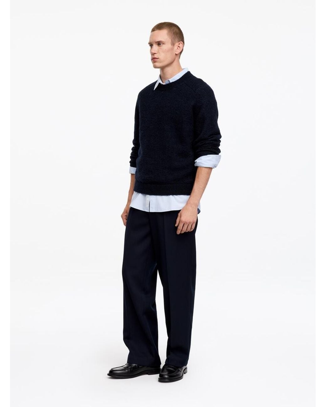 ARKET Blue Brushed Wool Jumper for men
