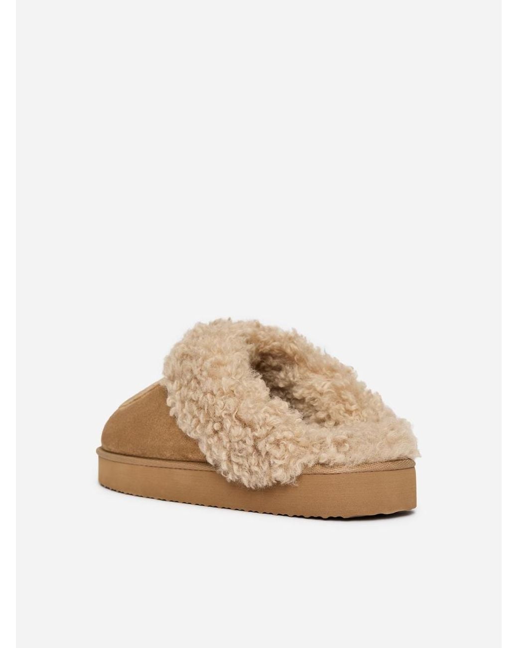 ARKET Natural Faux-Fur Slippers