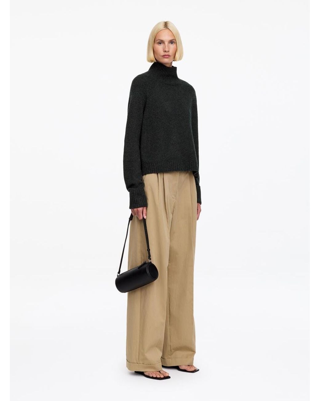 ARKET Black Roll-Neck Wool Jumper