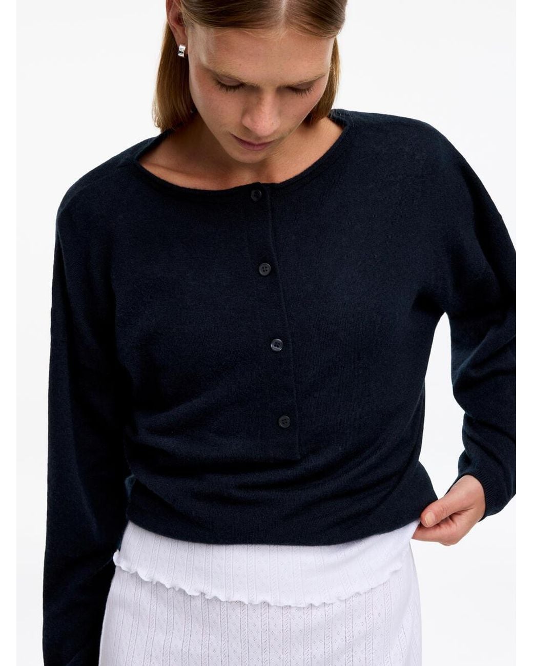 ARKET Blue Pure Cashmere Boat-Neck Jumper