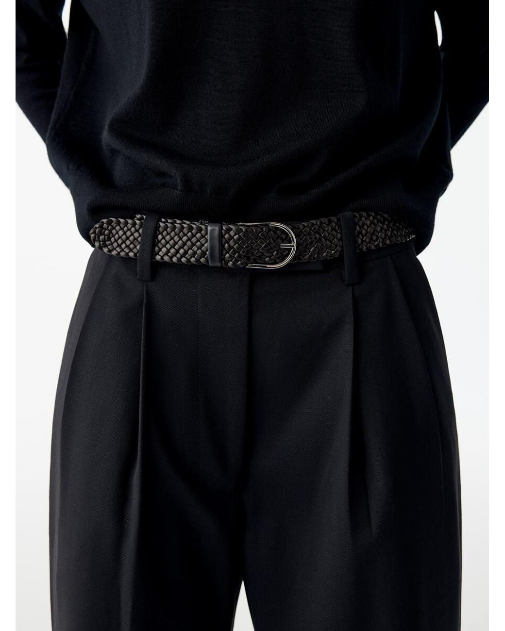 ARKET Black Woven Leather Belt