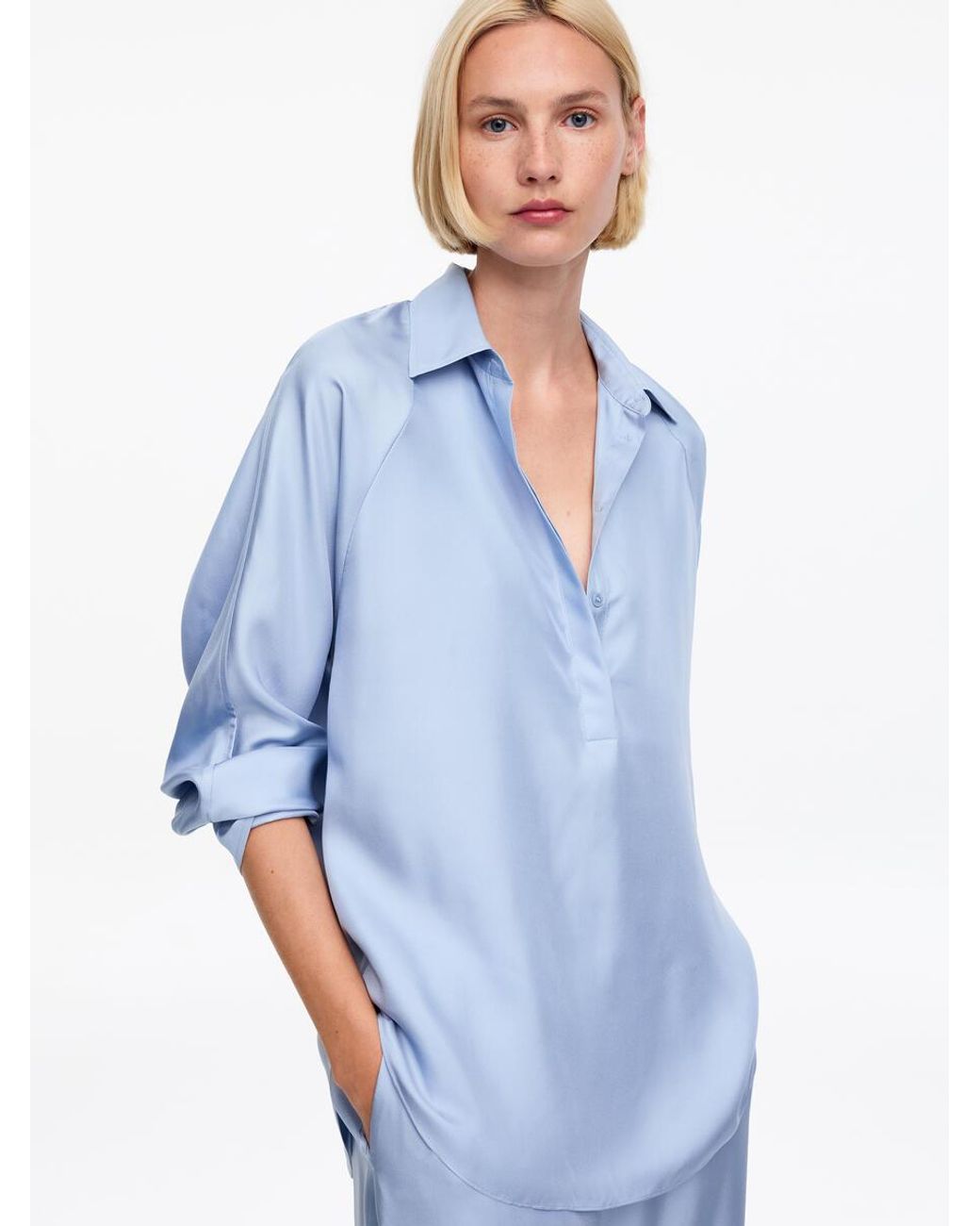 ARKET Blue Silk Twill Shirt