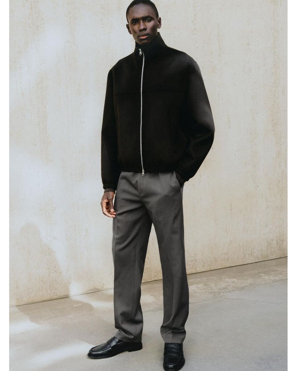 ARKET Gray Relaxed Lightweight Wool Trousers for men