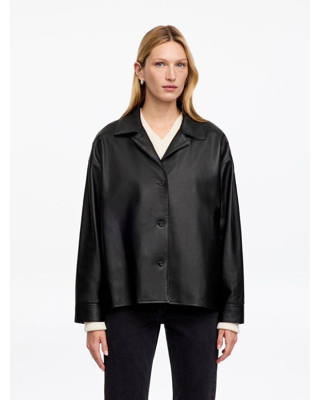 ARKET Black Leather Shirt