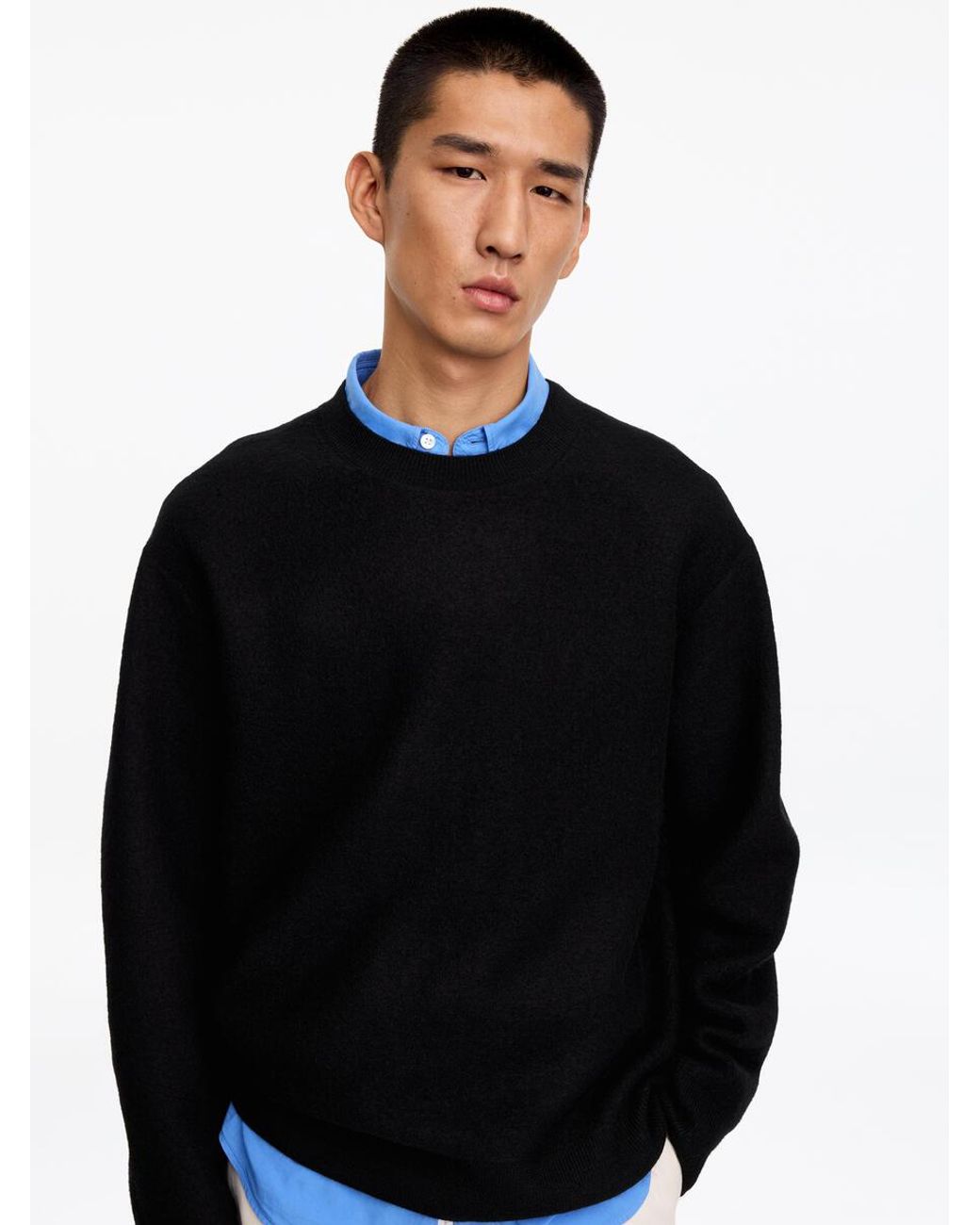 ARKET Black Boiled-Wool Jumper for men