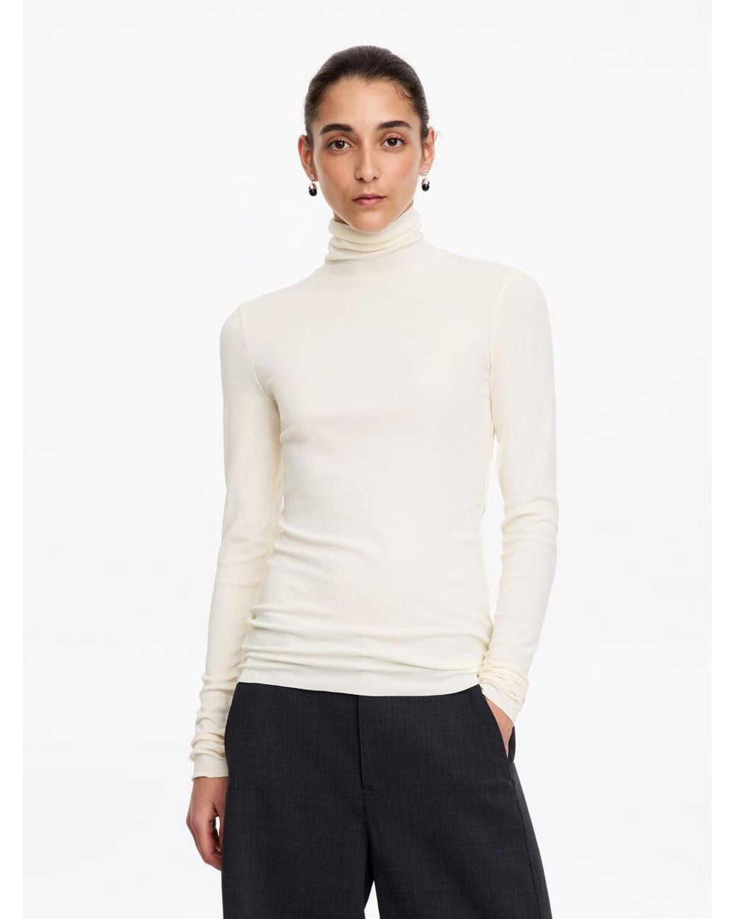 ARKET White Roll-Neck Cotton Top