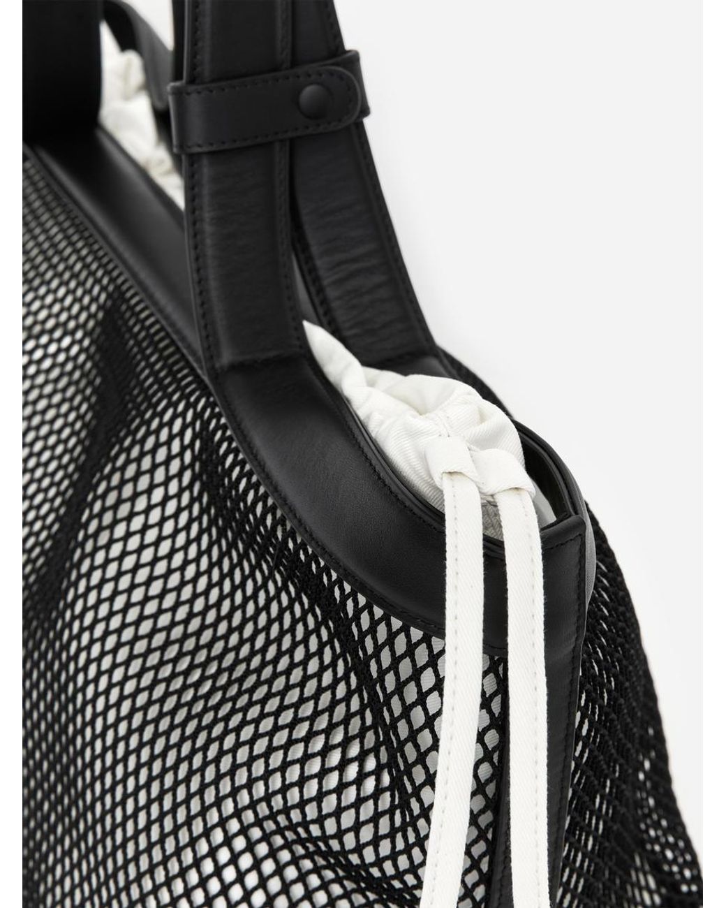 ARKET White Leather-Detail Mesh Tote Bag