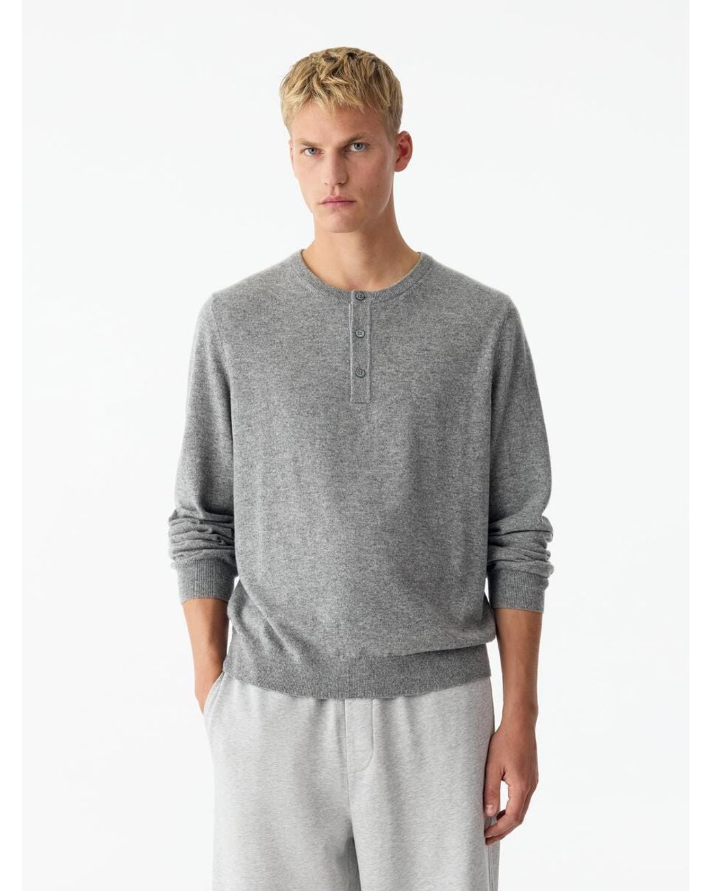ARKET Gray Cashmere Henley Shirt for men