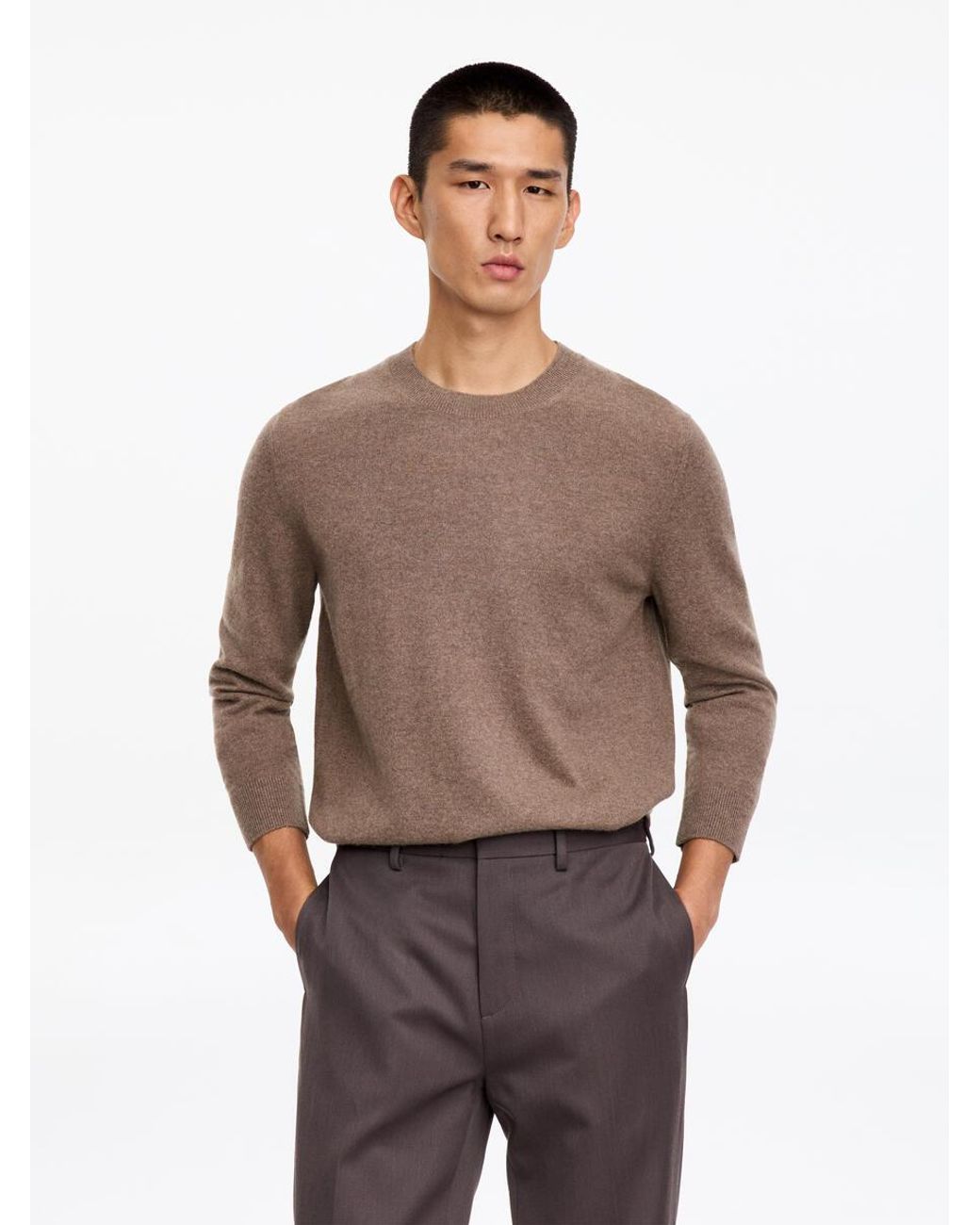 ARKET Brown Pure Cashmere Crew-Neck Jumper for men