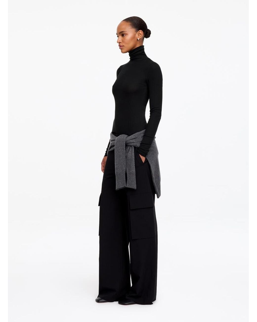 ARKET Black Roll-Neck Cotton Top