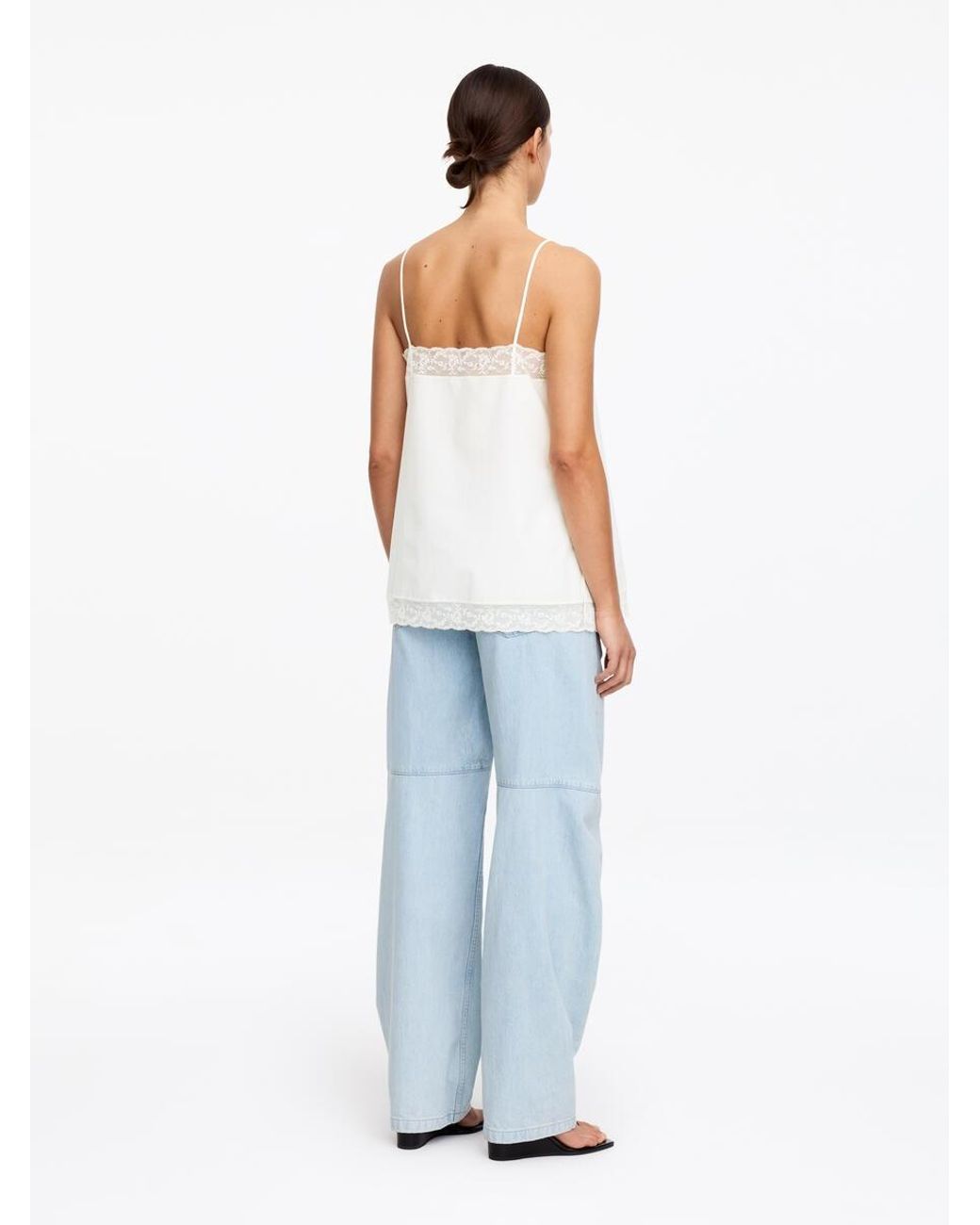 ARKET White Lace-Trim Cotton Strap Top