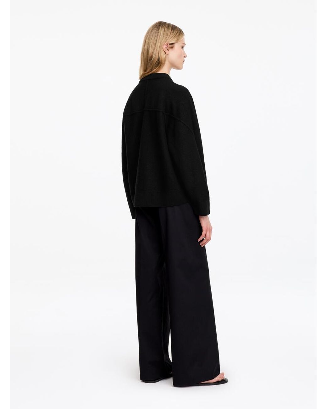 ARKET Black Boiled Wool Cardigan