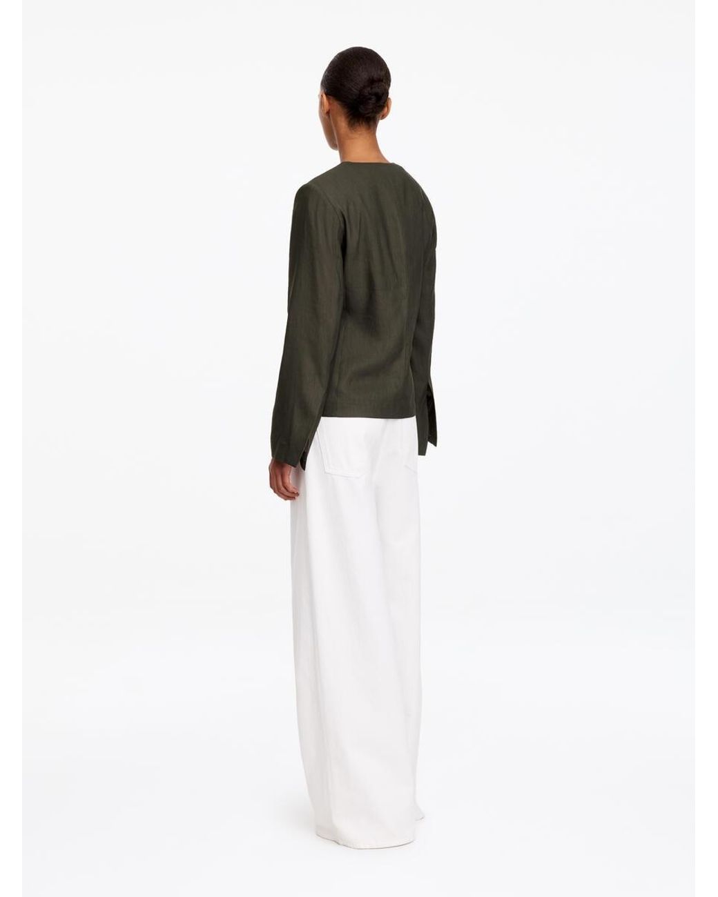 ARKET White Linen-Blend Collarless Blazer