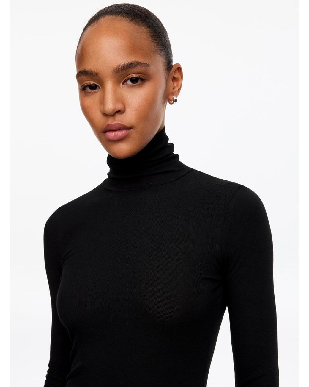 ARKET Black Roll-Neck Cotton Top