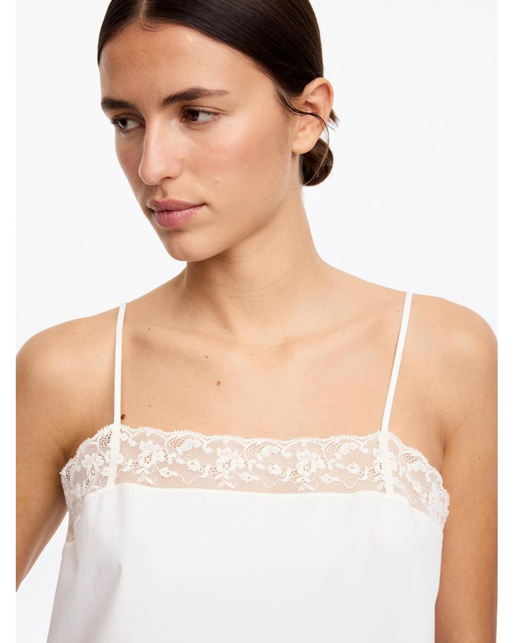 ARKET White Lace-Trim Cotton Strap Top