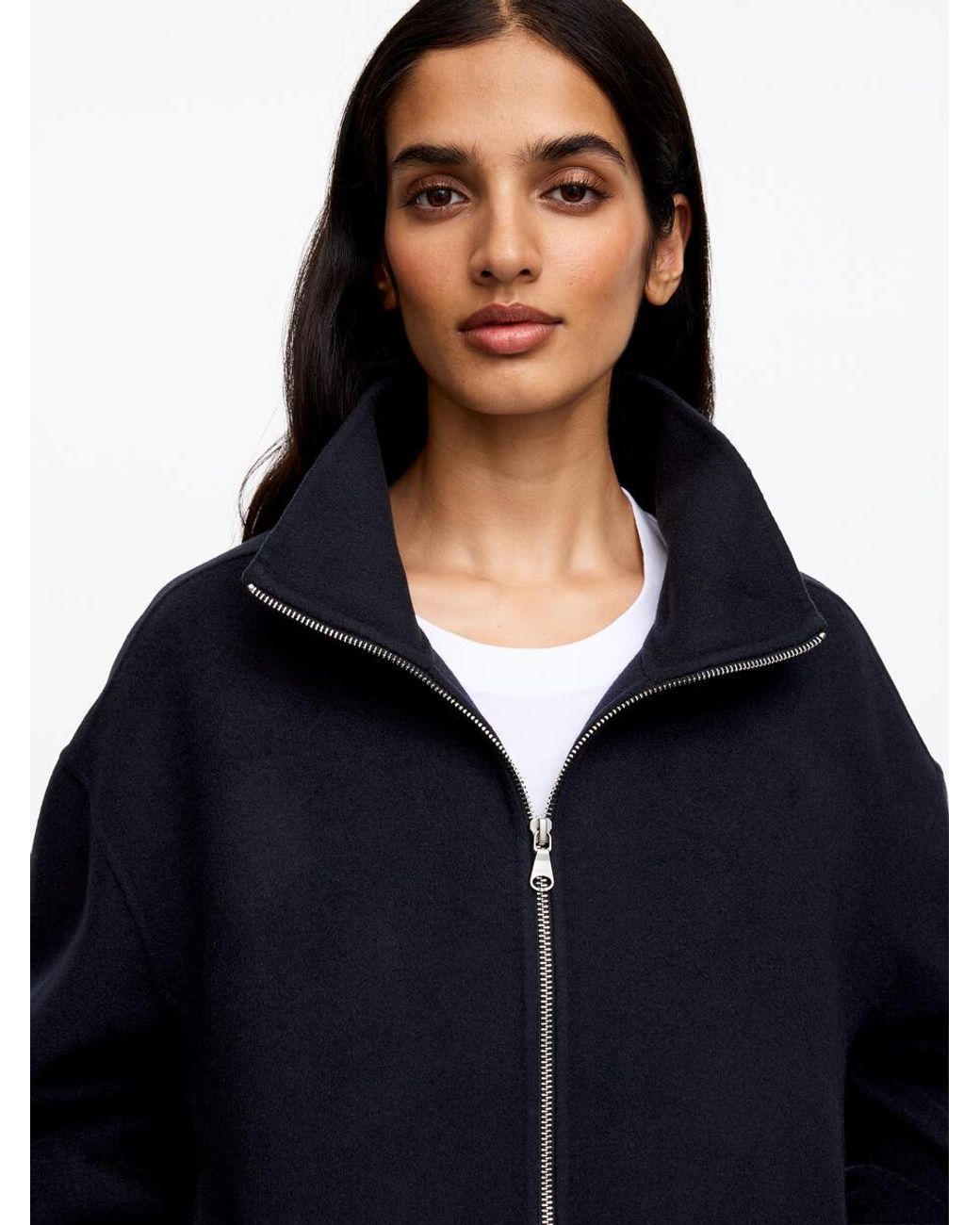 ARKET Blue Wool-Blend Doublé Overshirt