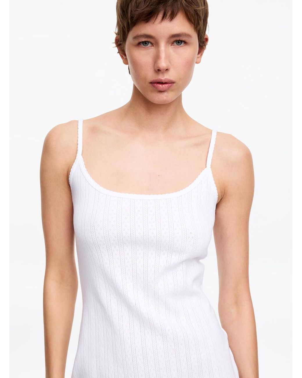 ARKET White Pointelle Knit Slip Dress