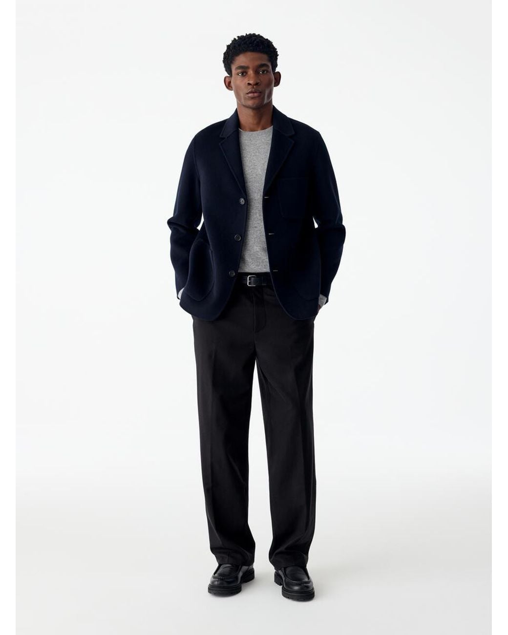 ARKET Gray Wide Flannel Trousers for men