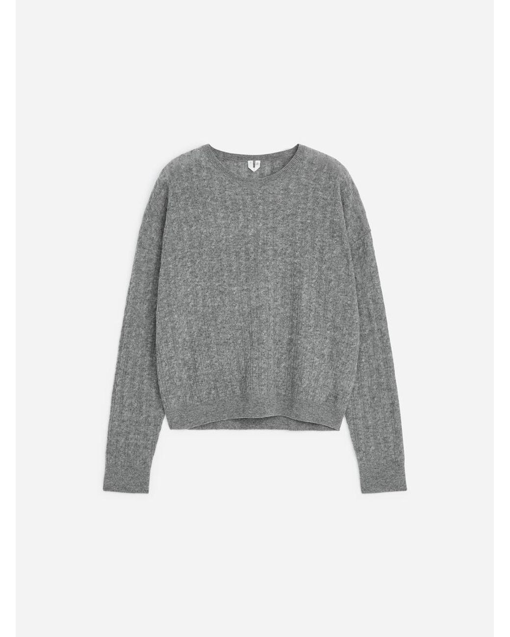 ARKET Gray Pure Cashmere Cable-Knit Jumper
