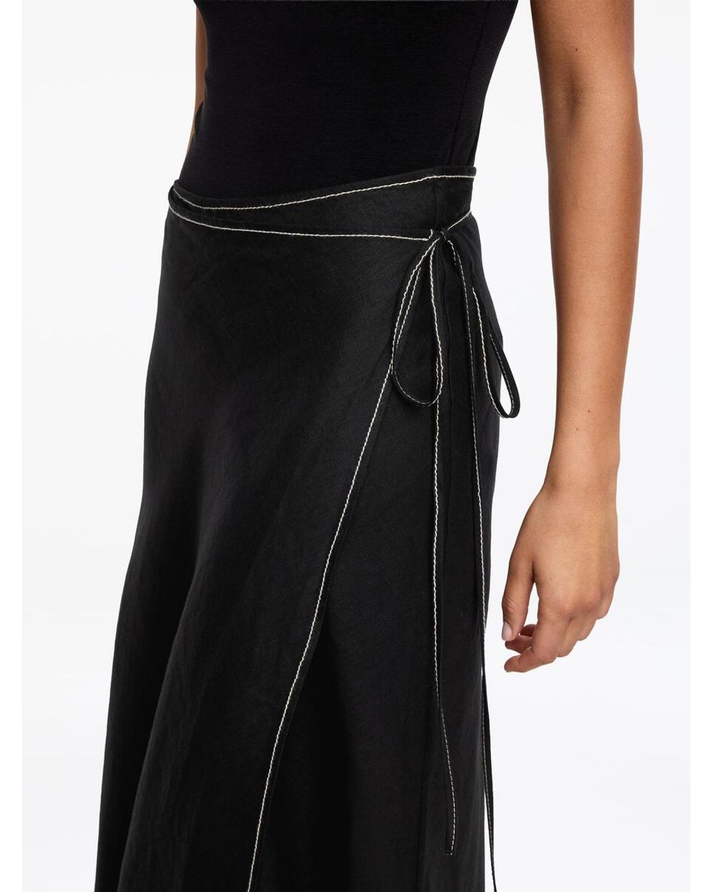 ARKET Black Linen Wrap Skirt