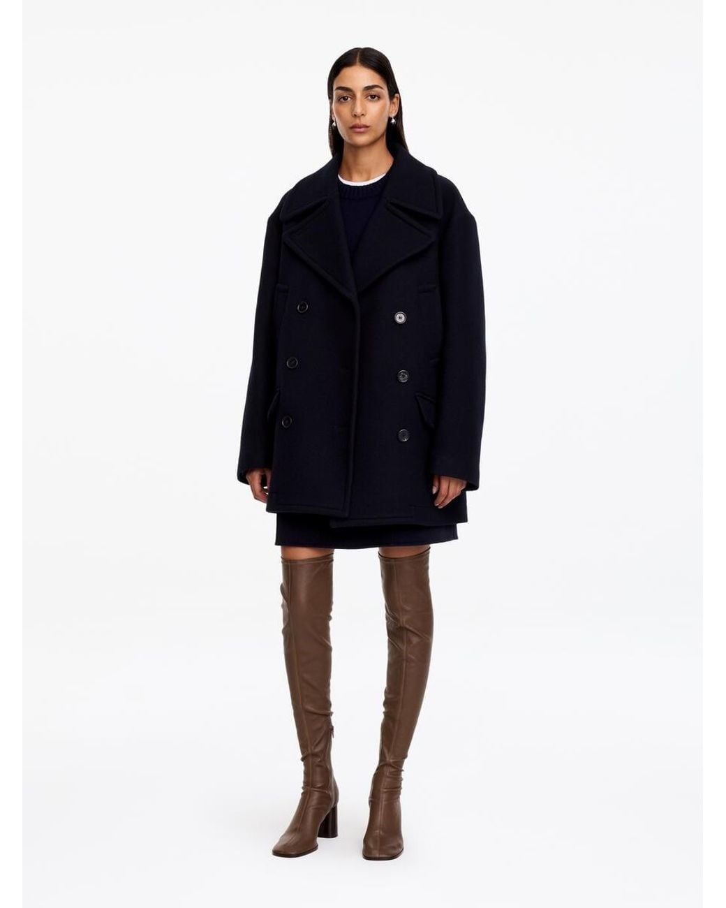 ARKET Brown Stretch Leather Over-The-Knee Boots