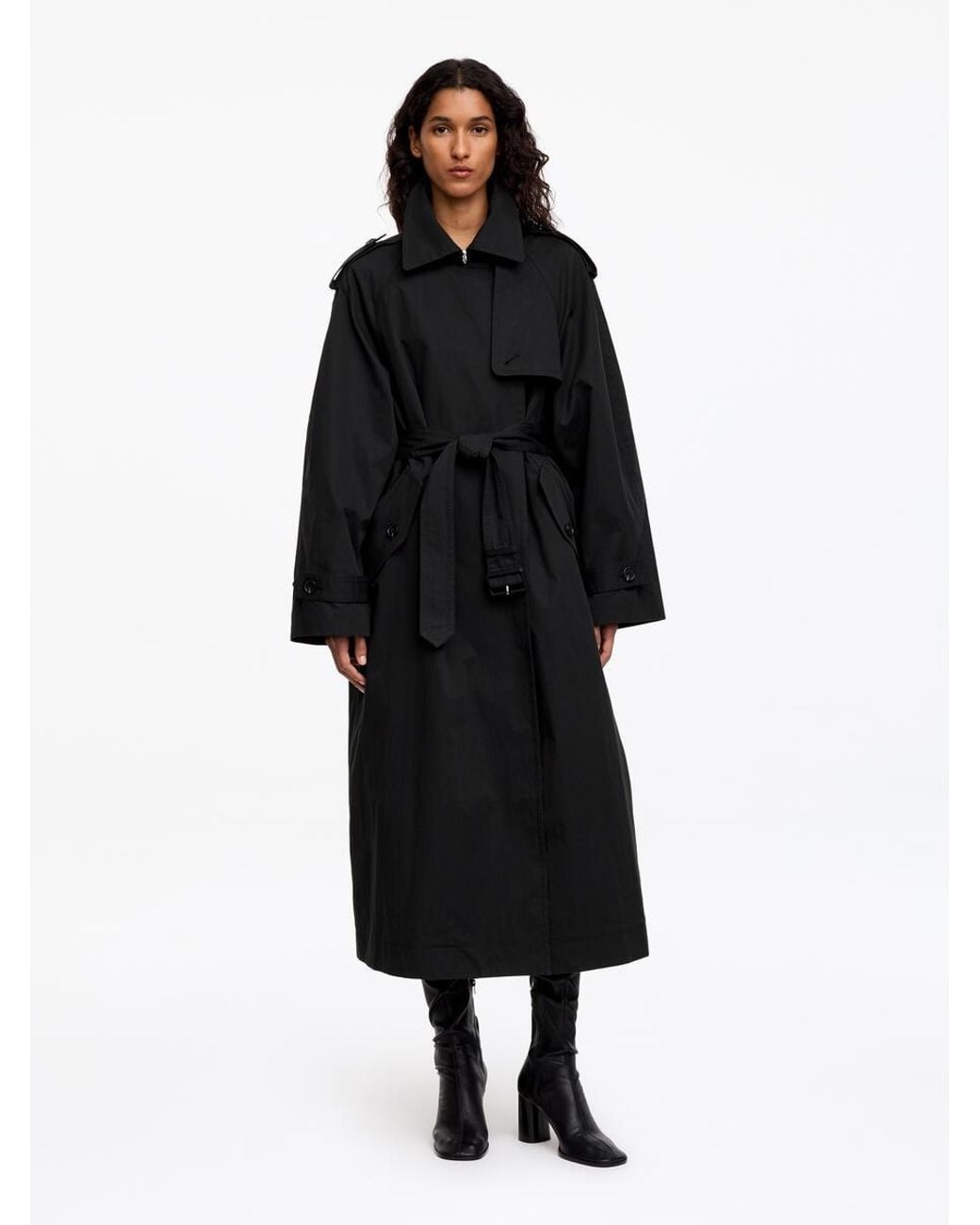 ARKET Black Oversized Trench Coat