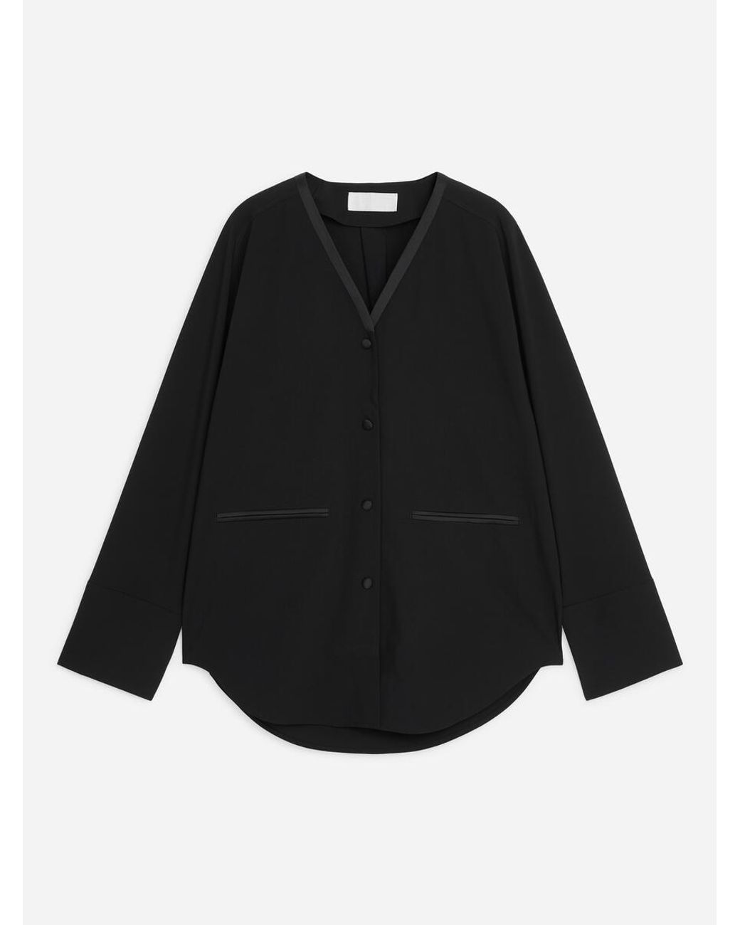 ARKET Black Satin-Detail Tuxedo Blazer Shirt