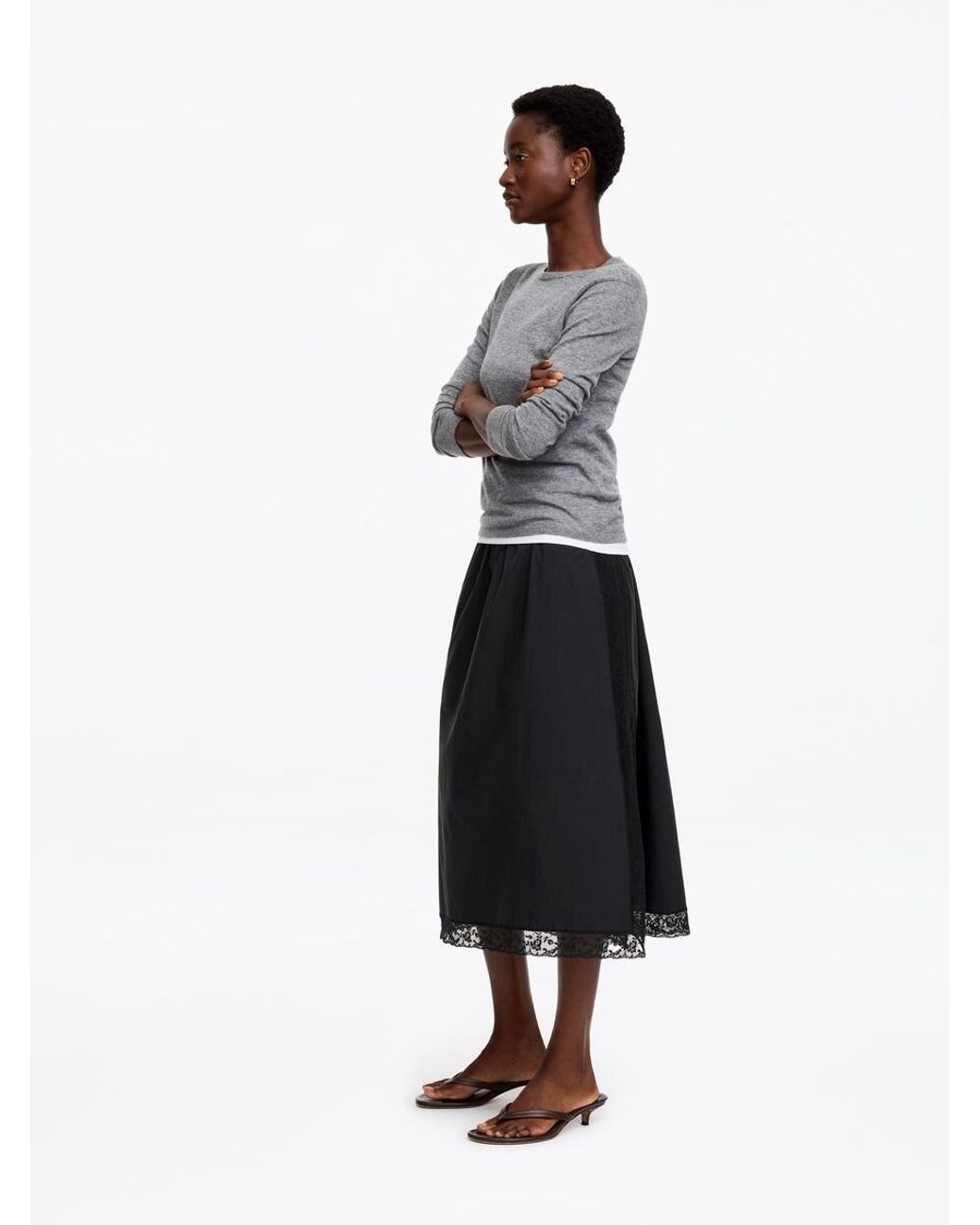 ARKET White Lace Edge Skirt